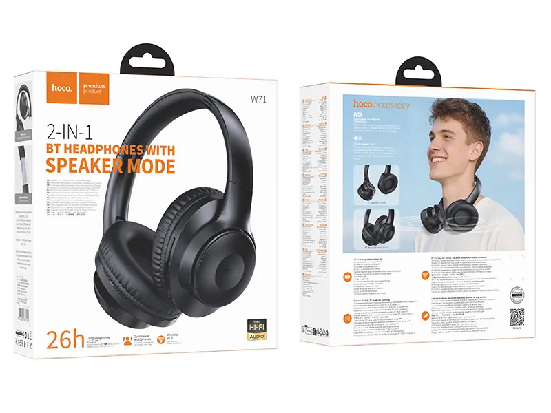 HOCO 2-IN-1 BT HEADPHONES WITH SPEAKER MODE W71